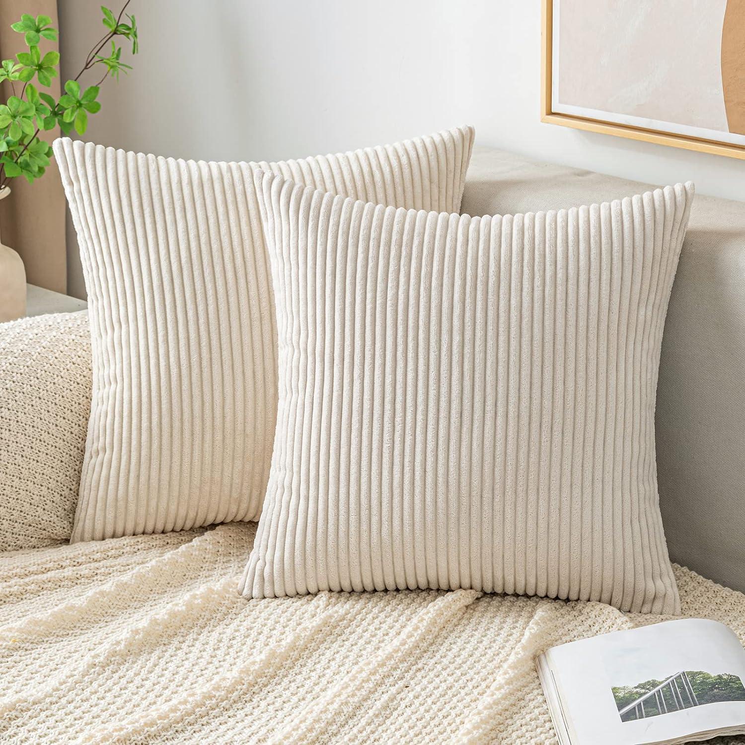 Kordsamt Kissenbezug 45x45cm Dekorative Sofakissen Beige