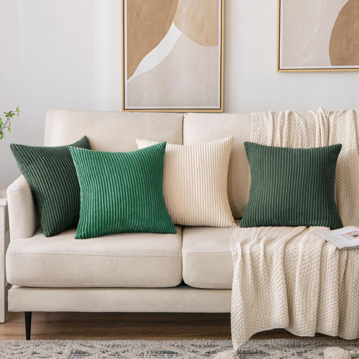 EMEMA Kissenbezug Kordsamt 45x45 cm Beige 2er Set