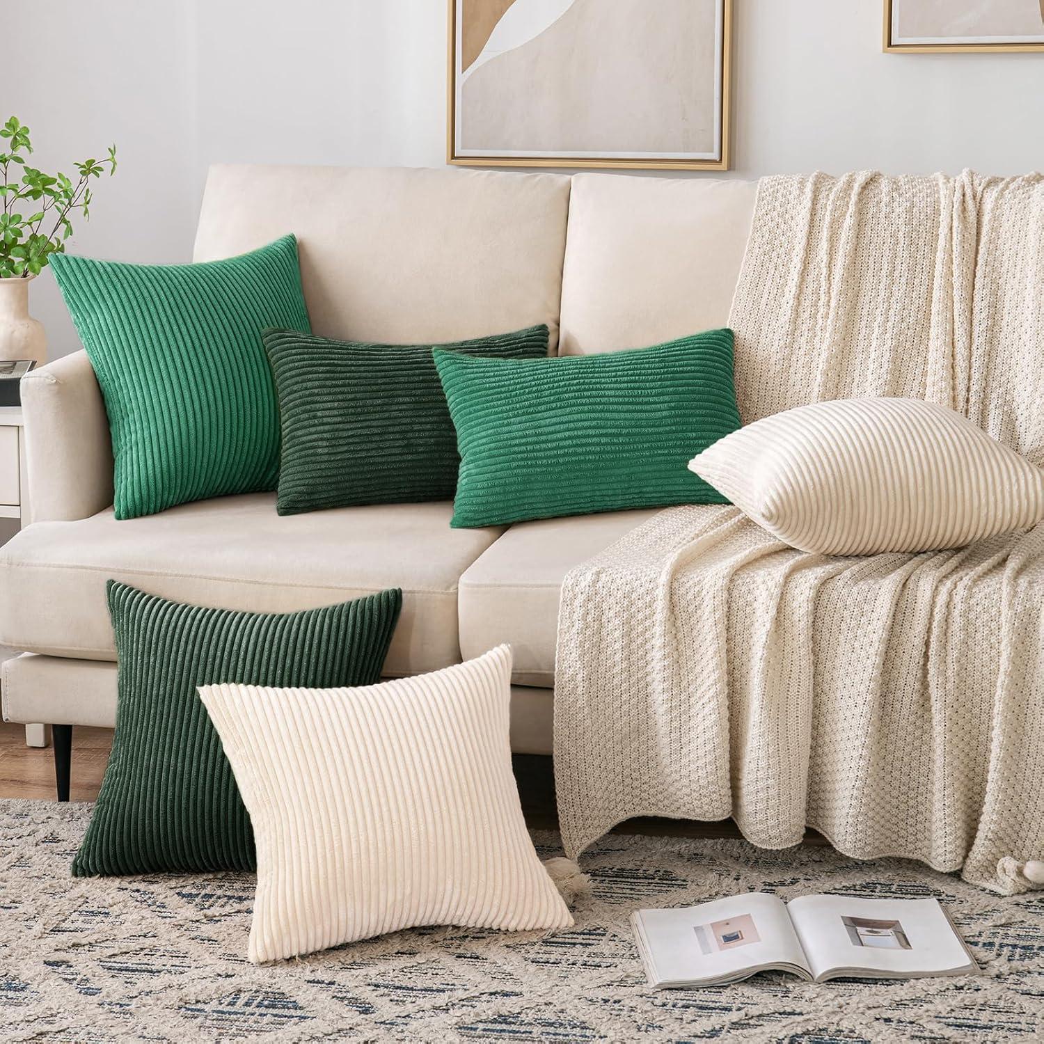 Kord Kissenhülle 45x45 cm Beige 2 Stück - Weiche Dekokissenbezug