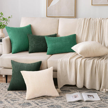 Kord Kissenhülle 45x45 cm Beige 2 Stück - Weiche Dekokissenbezug