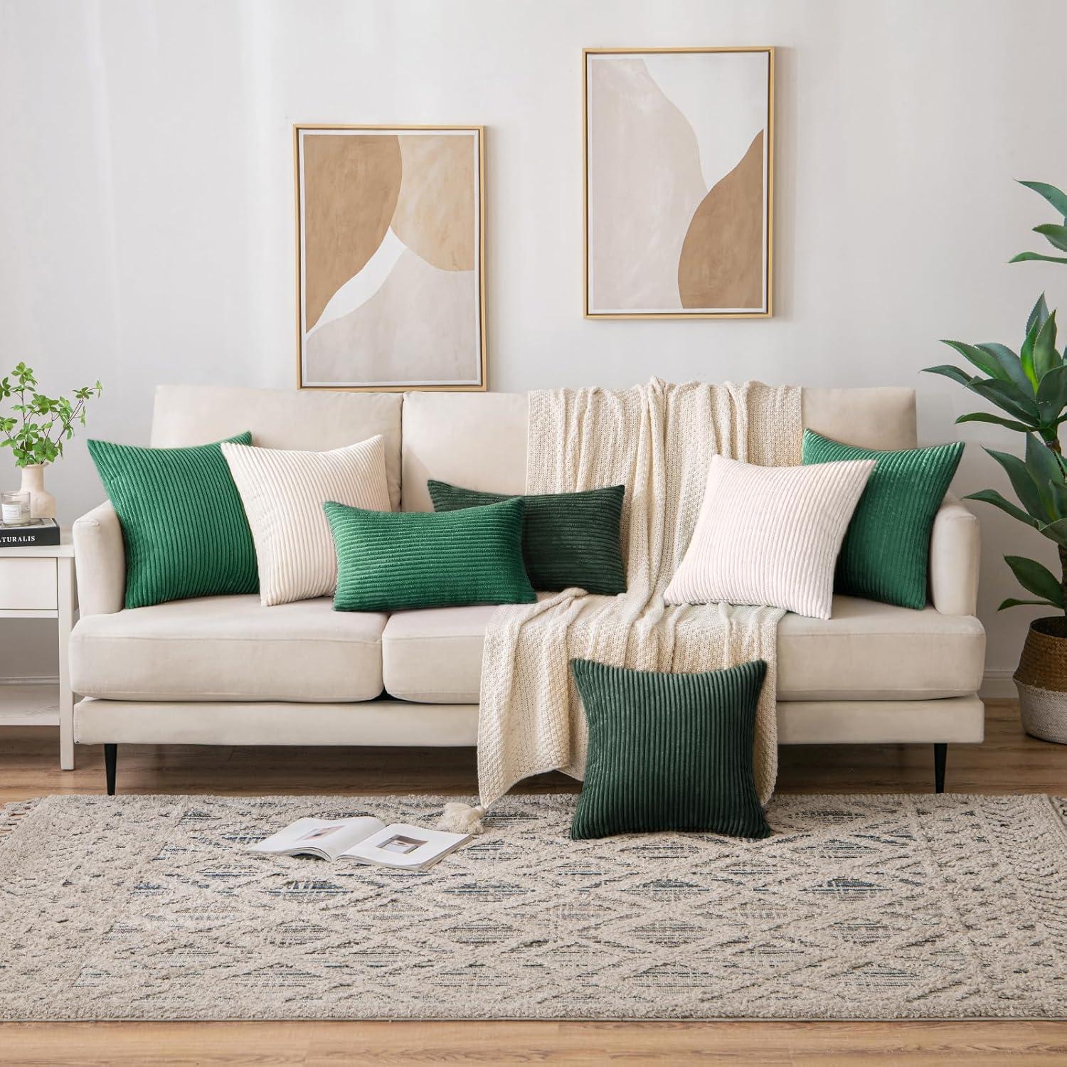 Kordsamt Kissenbezug 45x45 cm Beige 2er Set