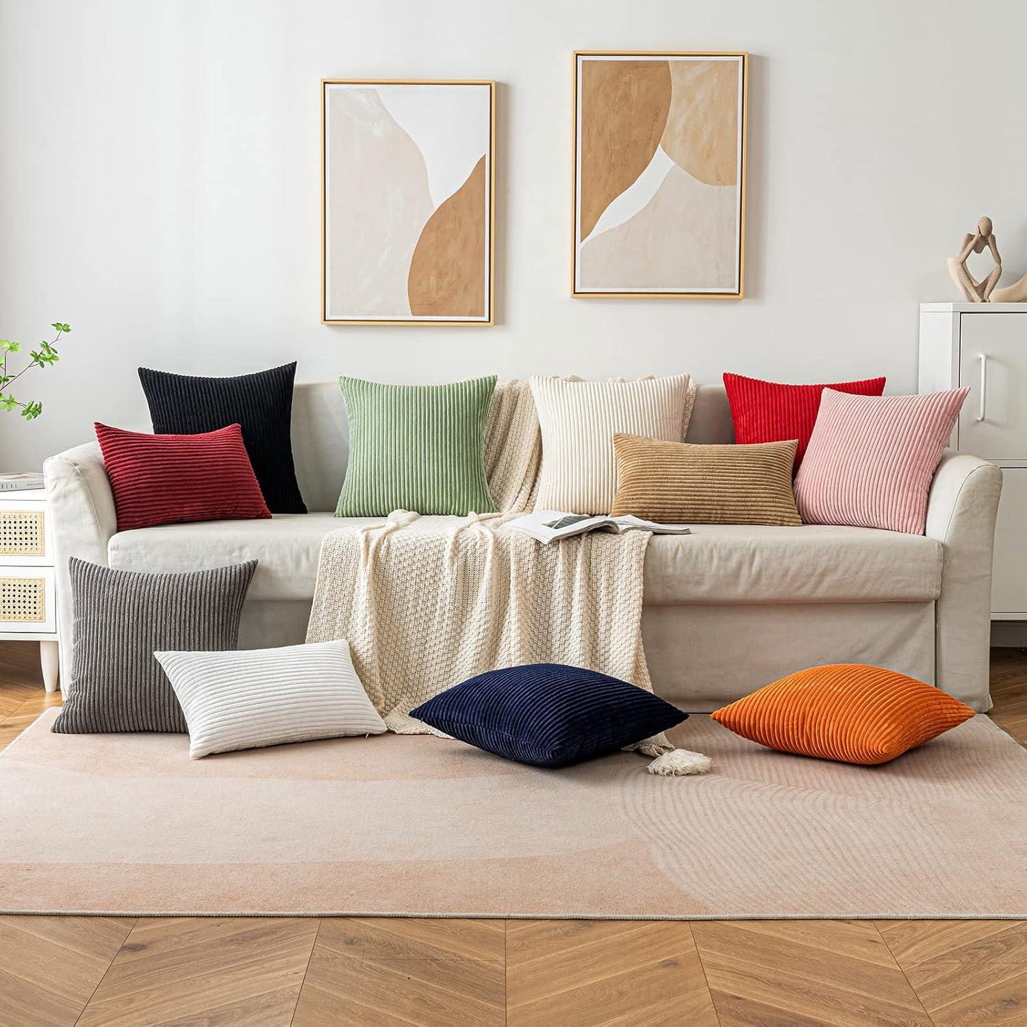 Kordsamt Kissenbezug 50x50 cm Dekokissen Sofakissen Rot 2er Set