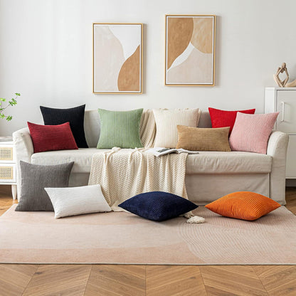 Kordsamt Kissenbezug 50x50 cm Dekokissen Sofakissen Rot 2er Set