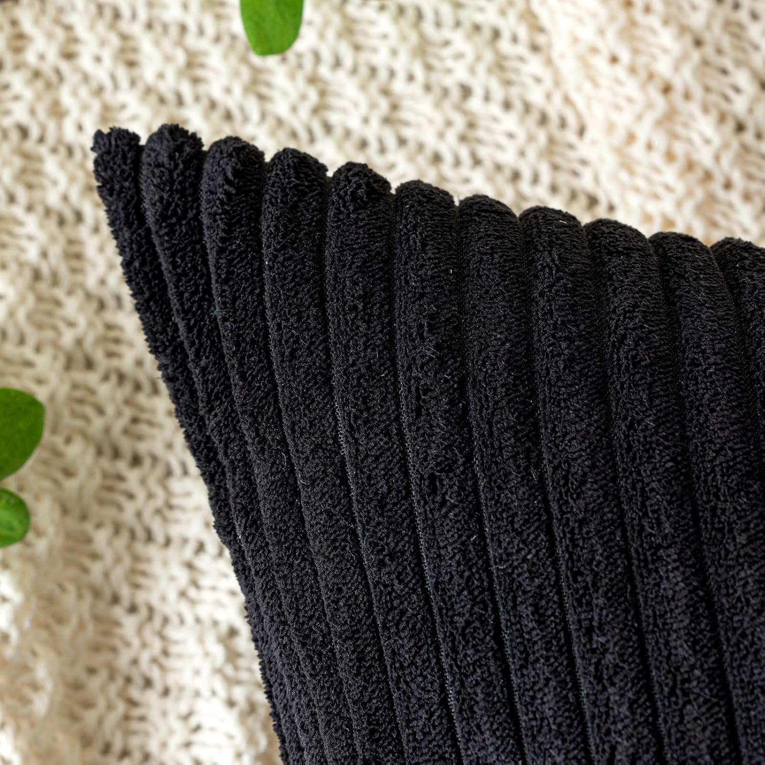 EMEMA Kordsamt Kissenbezug 50x50 cm Schwarz 2er-Set