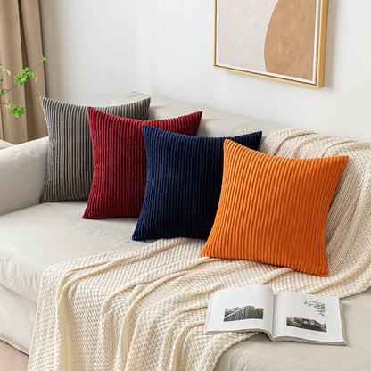 Kordsamt Kissenbezug 50x50cm Weinrot 2er Set Dekokissen Sofa