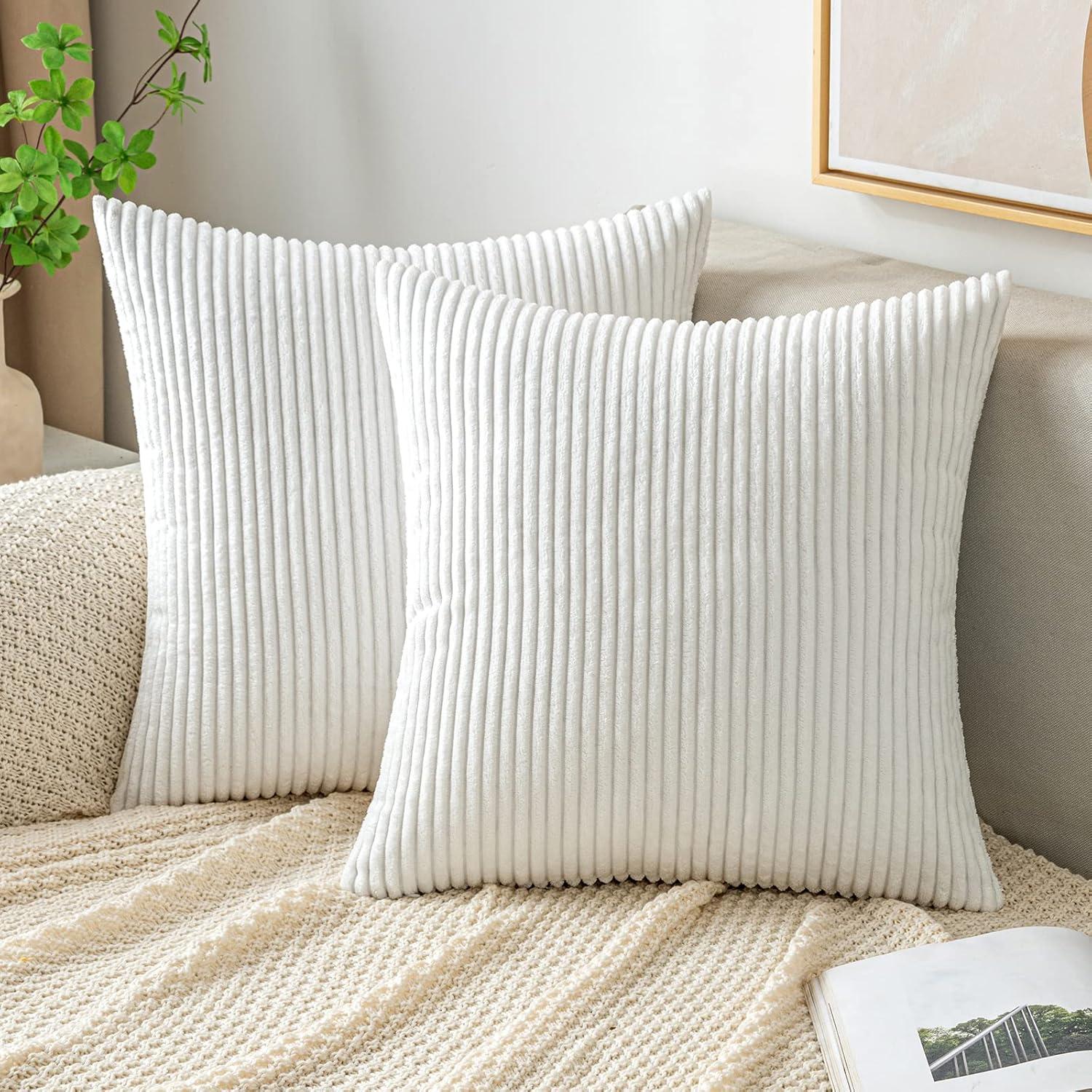 Zierkissenbezug Kordsamt 40x40 cm Weiß 100% Polyester Eco-friendly