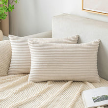Weicher Kordsamt Kissenbezug 30x50cm Beige 2er Set