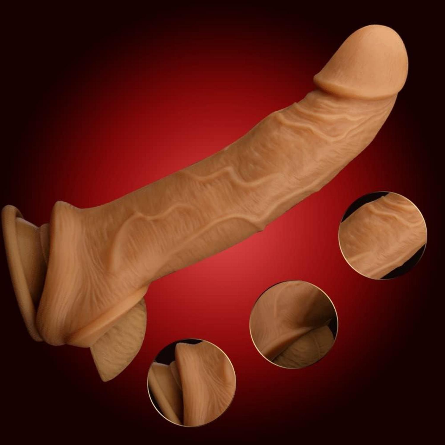 Penis Sleeve Penishülle mit Hodenringen Silikon Verlängerung