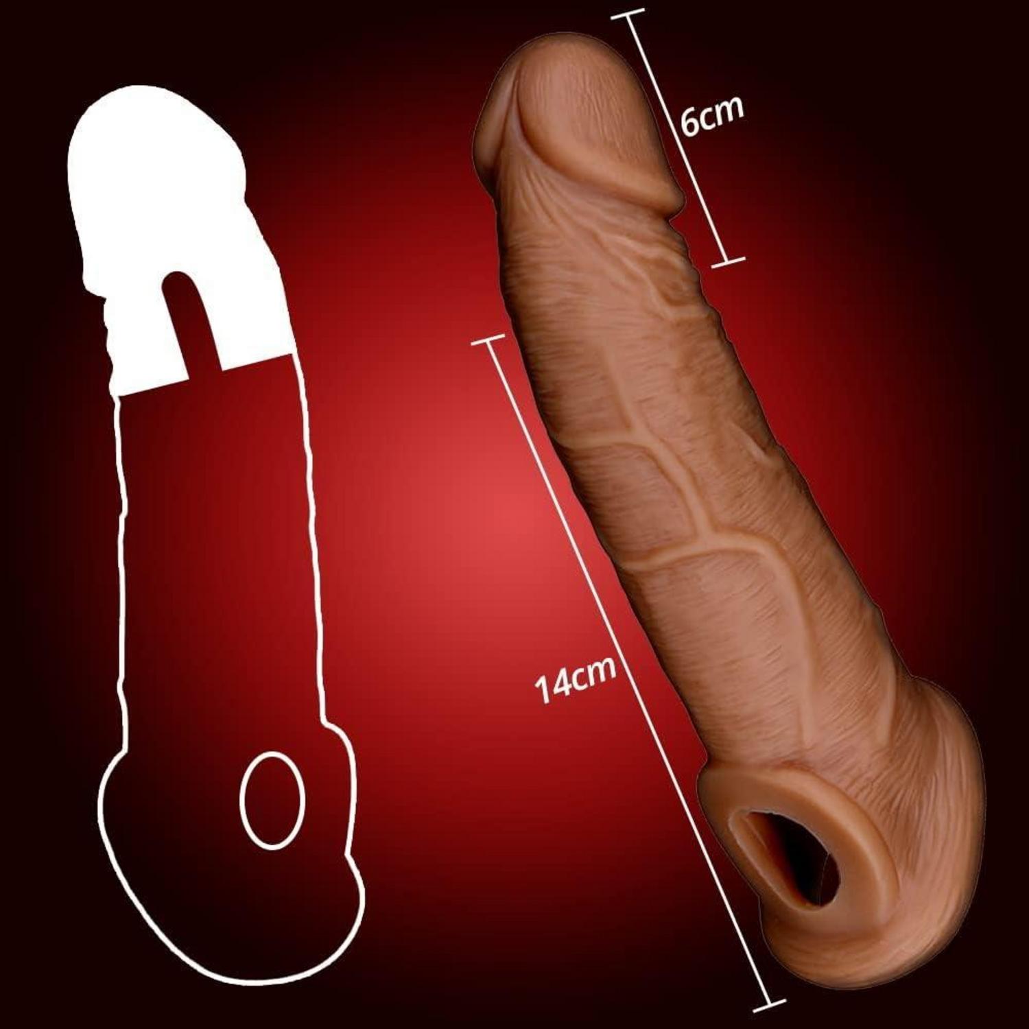 Penismanschetten Penis Sleeve mit Hodenringen Flüssiges Silikon