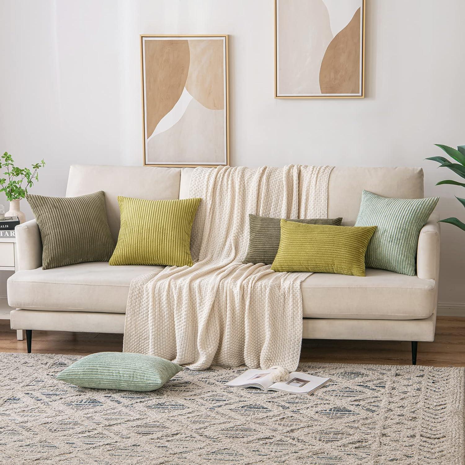 Kissenbezug Kordsamt Olivgrün 30x50 cm für Sofa und Sessel