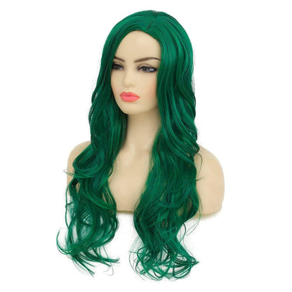 Lange Grüne Locken Perücke Frauen Cosplay Hitzebeständige Synthetische Faser