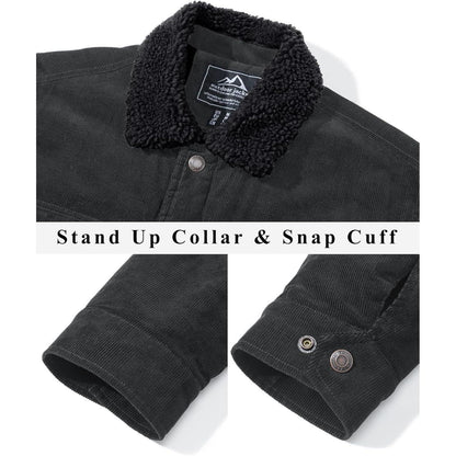 Herren Cordjacke gefüttert mit Teddyfell - Dunkelgrau