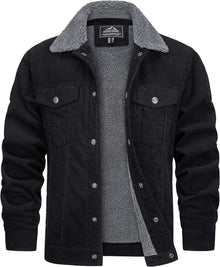 Gefütterte Cordjacke mit Teddyfell für Herren Schwarz Teddyfell-Kragen
