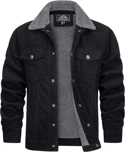 Gefütterte Cordjacke mit Teddyfell für Herren Schwarz Teddyfell-Kragen