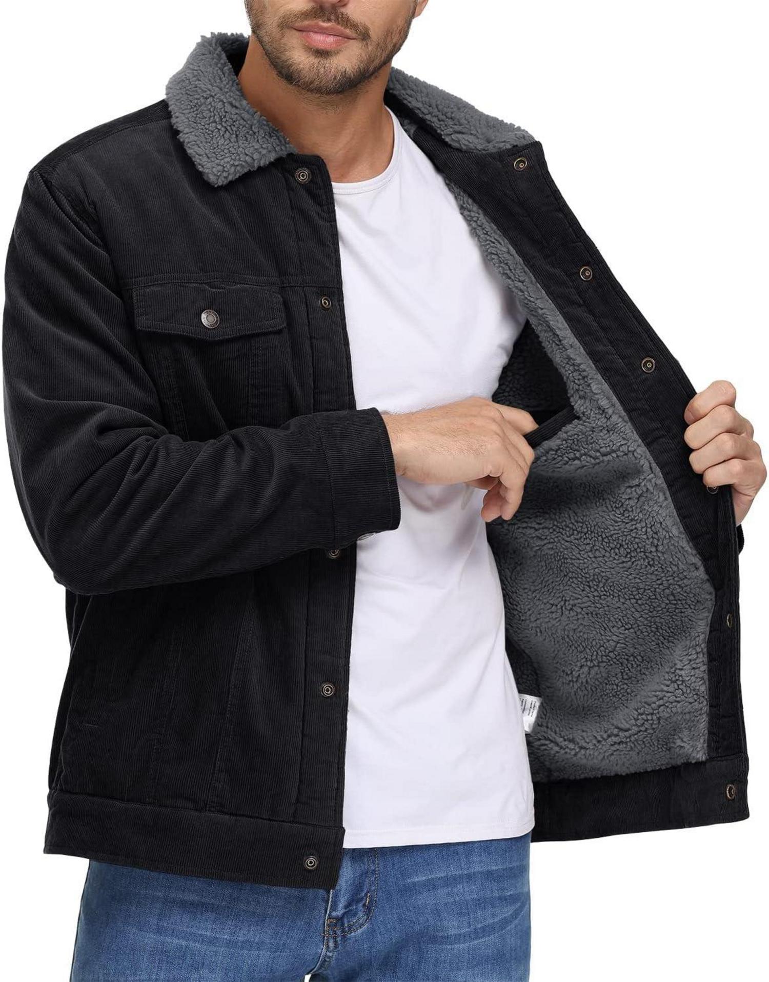 Gefütterte Cordjacke mit Teddyfell für Herren Schwarz Teddyfell-Kragen