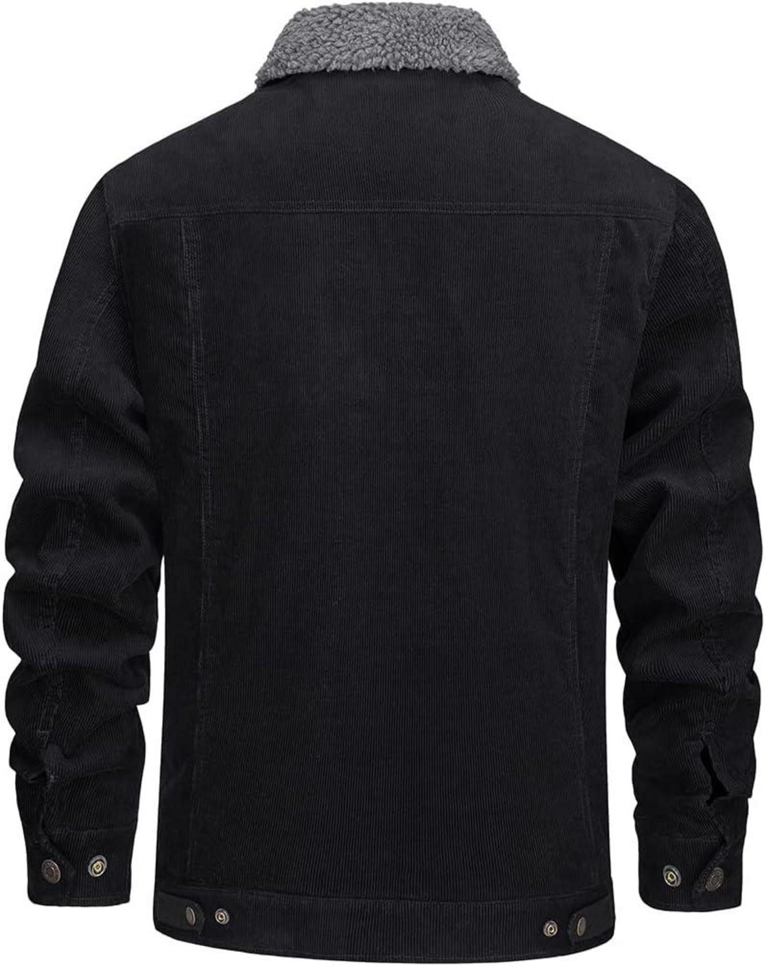 Gefütterte Cordjacke mit Teddyfell-Kragen in Schwarz Größe S