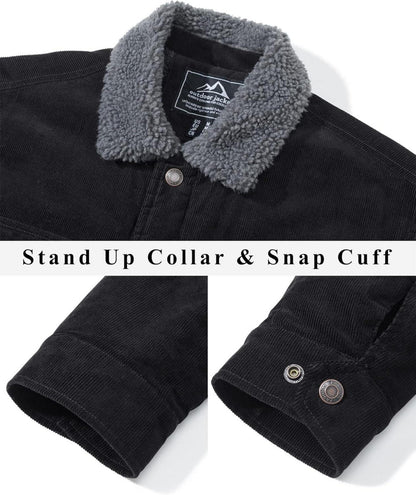 Herren Cordjacke Teddyfell gefüttert Übergangsjacke Winter Jacke S Schwarz