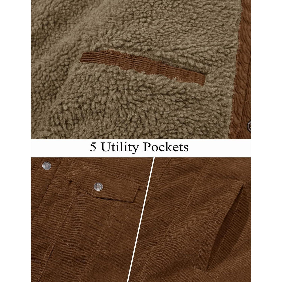 Herren Cordjacke gefüttert mit Teddyfell - Braun