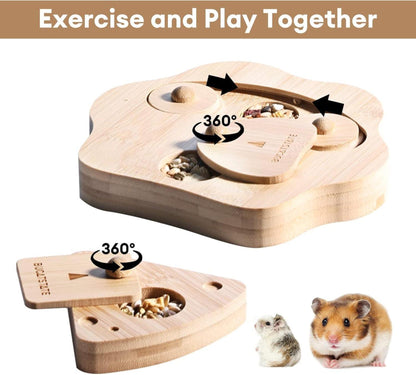 Hamster Futter Puzzle Spielzeug Set, Bambus Anreicherungsspielzeug