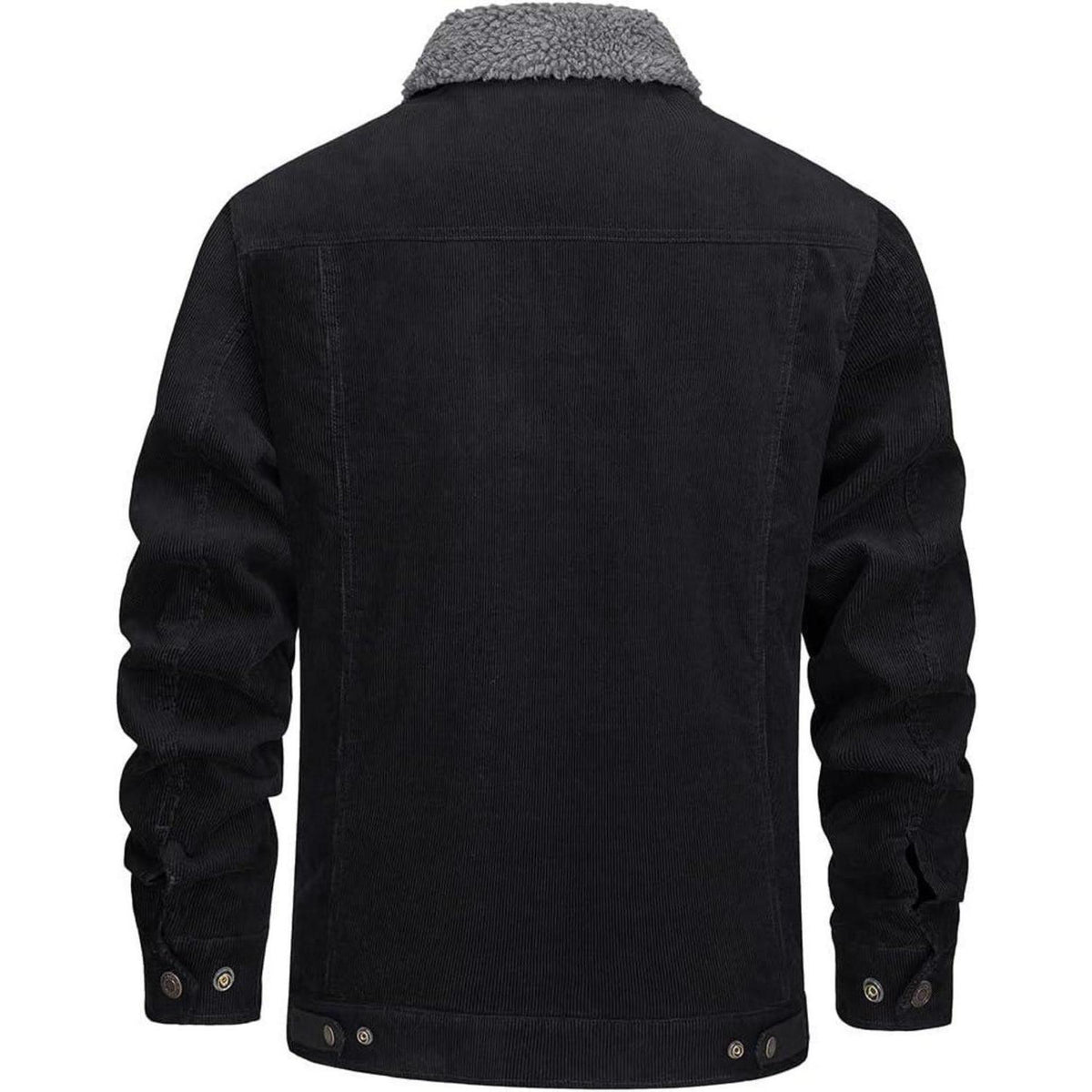 Herren Cordjacke mit Teddyfell-Kragen L Schwarz