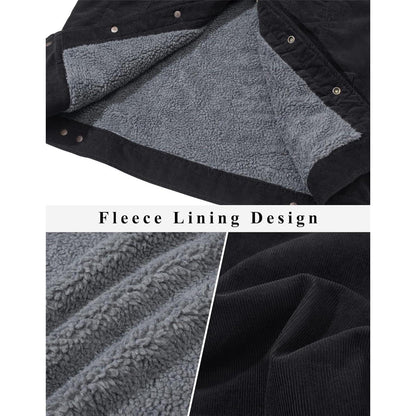 Herren Cordjacke mit Teddyfell-Kragen L Schwarz