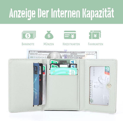 Kleines Damen Portemonnaie mit Münzfach und Kartenfächern in Grün