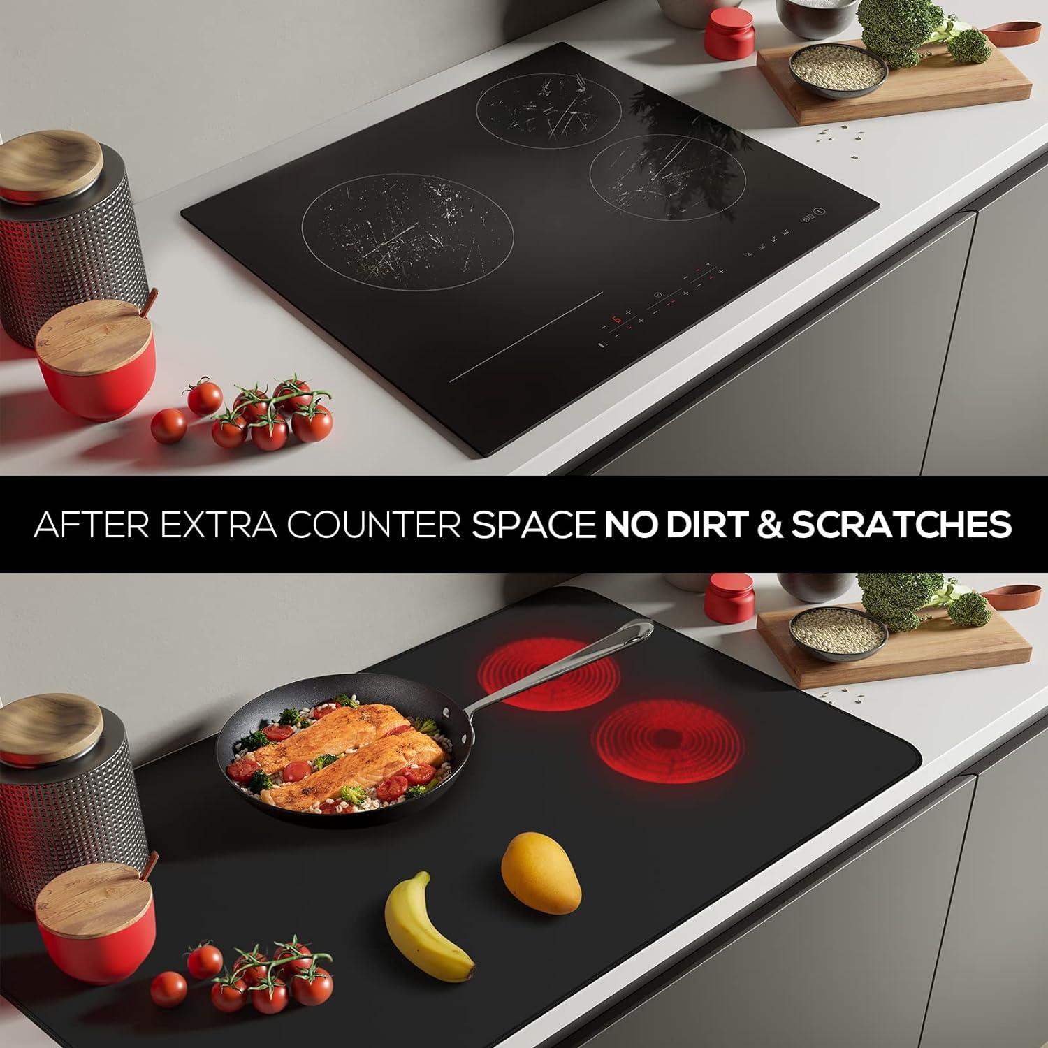 FLASLD Feuerfeste Herdabdeckung 53x75cm Elektroherd Glas