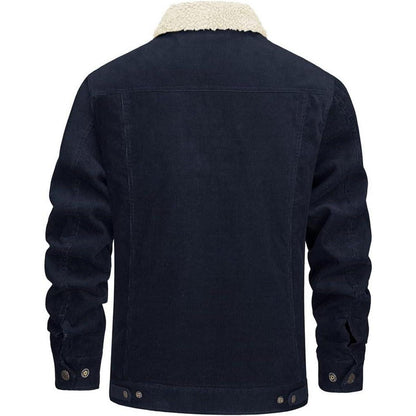 Herren Cordjacke mit Teddyfell-Kragen Navy