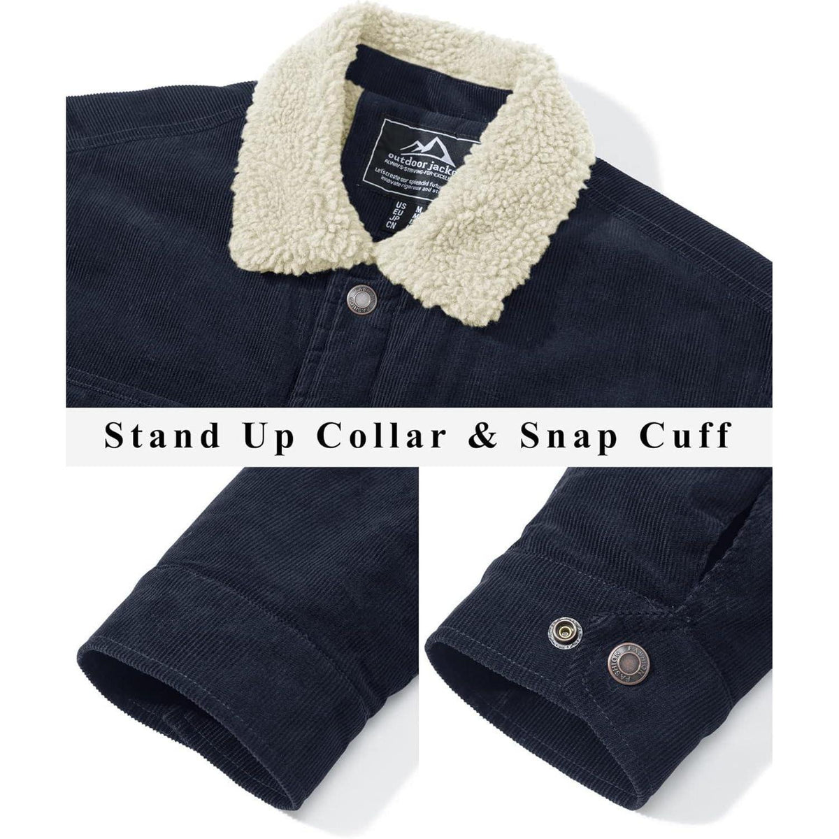 Herren Cordjacke mit Teddyfell-Kragen Navy