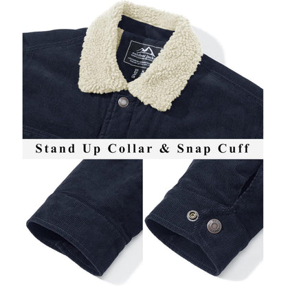 Herren Cordjacke mit Teddyfell-Kragen Navy