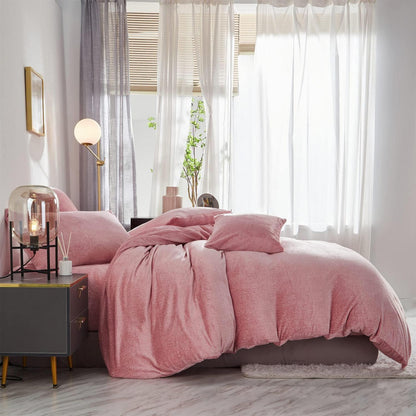 Damier Winter Plüsch Bettwäsche Set Rosa 220x240cm