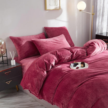 Warme Damier Winter Bettwäsche Set 220x240cm Rot