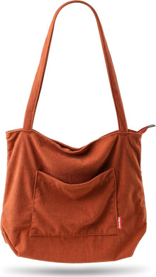 Damen Cord Umhängetasche Reißverschluss Shopper Tote Bag Work Travel