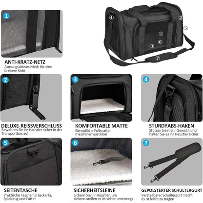 Faltbare Katzentransportbox 50x34x34cm – Tragetasche für Katze & Hund