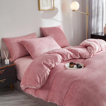 Damier Winter Plüsch Bettwäsche Set Rosa 200x200cm