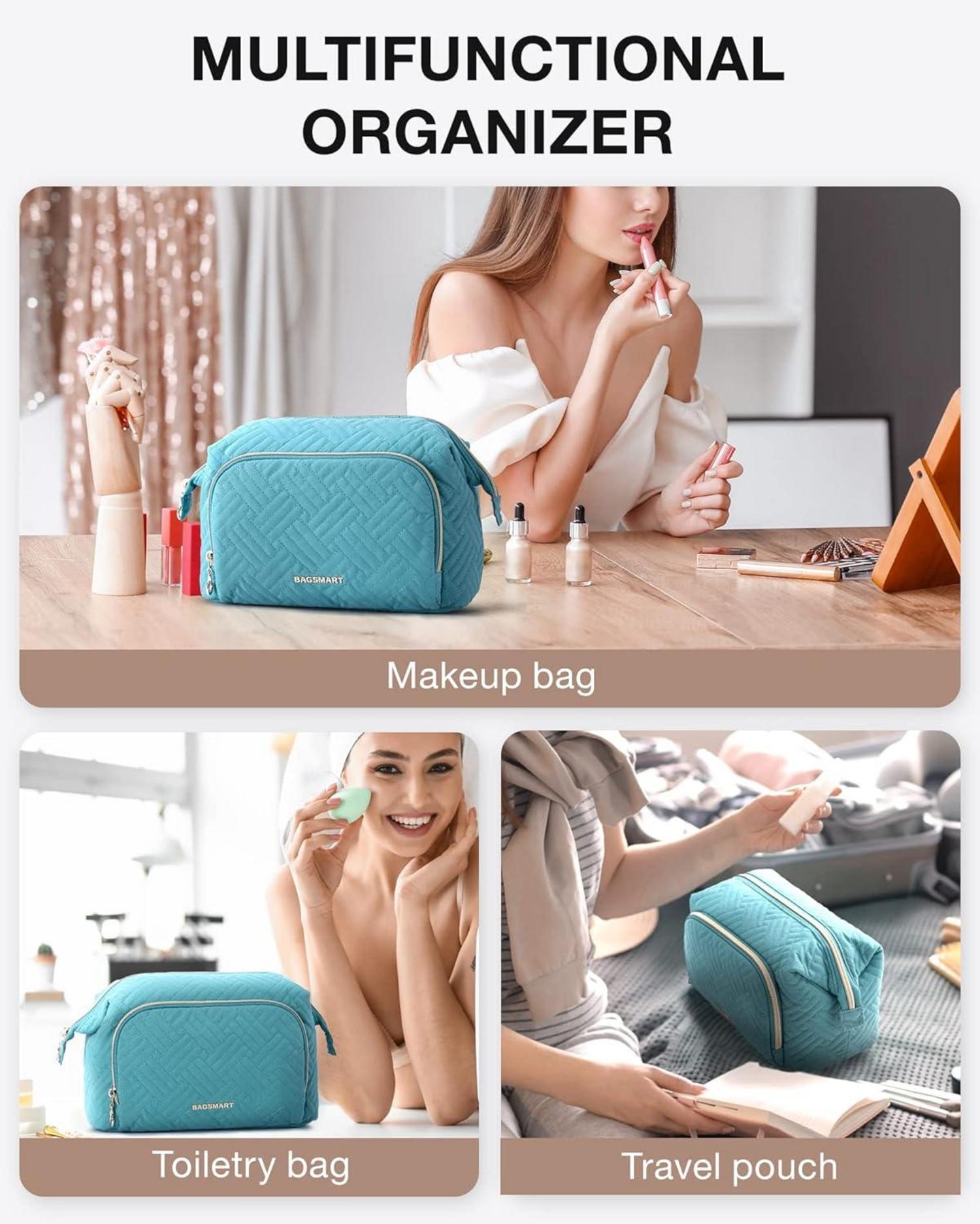 BAGSMART Kosmetiktasche Blau Make-up Tasche Reise Organizer