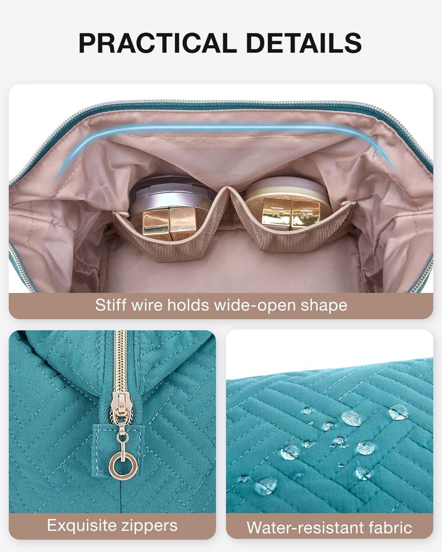Kosmetiktasche Makeup Bag mit Großer Weit Offener Tasche Blau