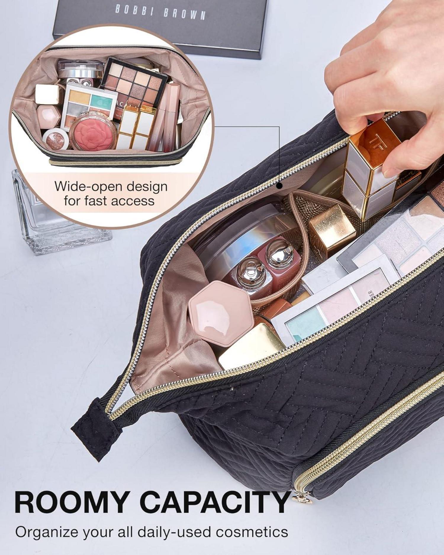 BAGSMART Kosmetiktasche groß, Makeup Bag Reise Schwarz