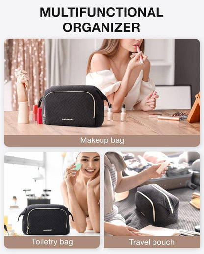 BAGSMART Kosmetiktasche Große Schminktasche Schwarz
