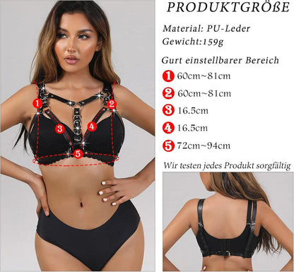 BDSMYOU Punk Harness Damen Leder Body Brust Bondage Geschirr