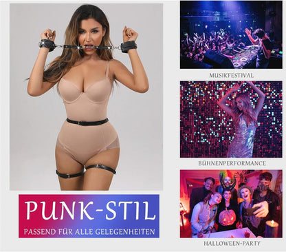 Sexy Damen Leder Harness Set mit Handschellen und Gürtel