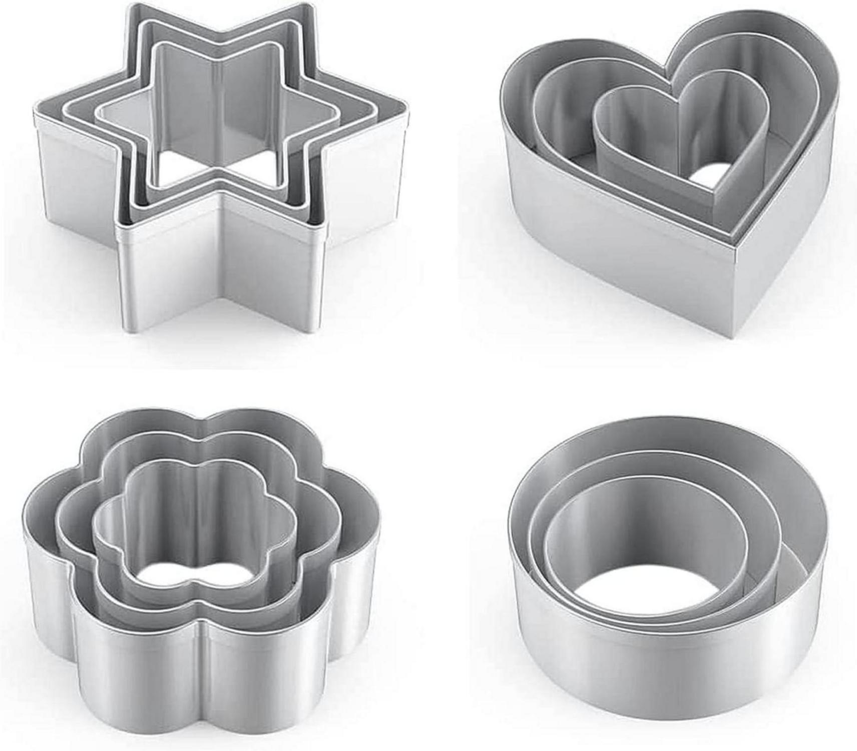 Ausstechformen Set 12 Stück Stern Blüten Herz Kreis Mini Plätzchen