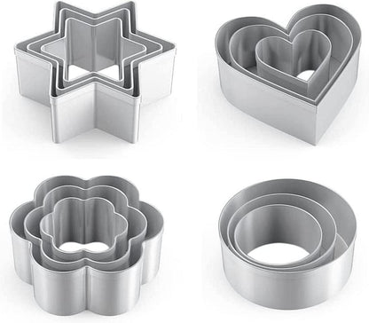 Ausstechformen Set 12 Stück Stern Blüten Herz Kreis Mini Plätzchen