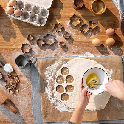 Plätzchen Ausstechformen Set 12 Stück Herz Blüten Kreis Groß Mini DIY Backen