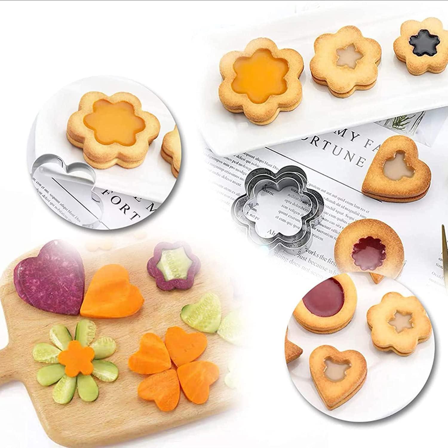 Plätzchen Ausstechformen Set 12 Stück Herz Blüten Kreis Groß Mini DIY Backen