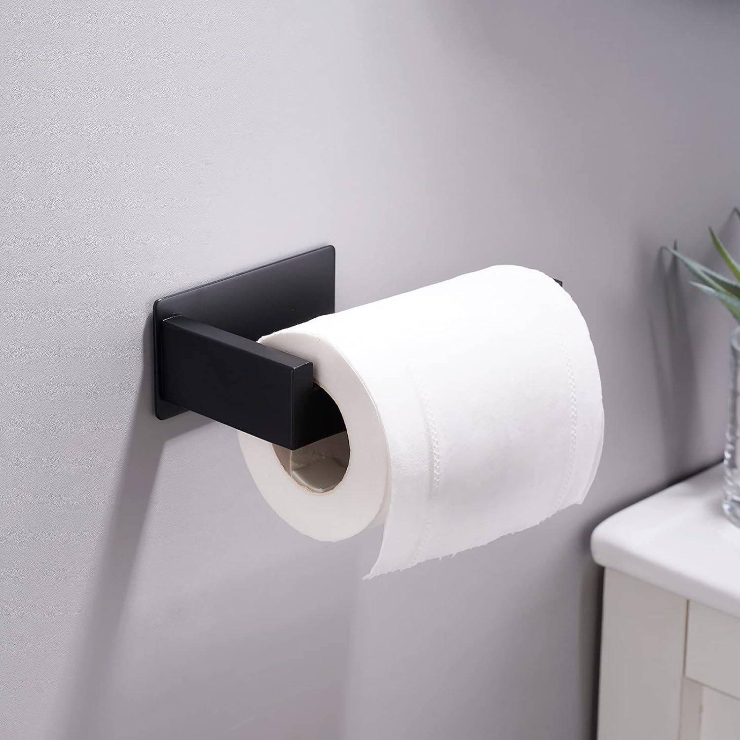 Toilettenpapierhalter ohne Bohren selbstklebend Edelstahl Schwarz