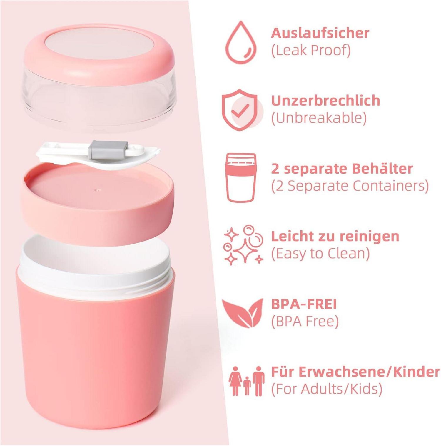 Müslibecher to go mit auslaufsicherem Joghurt Behälter und