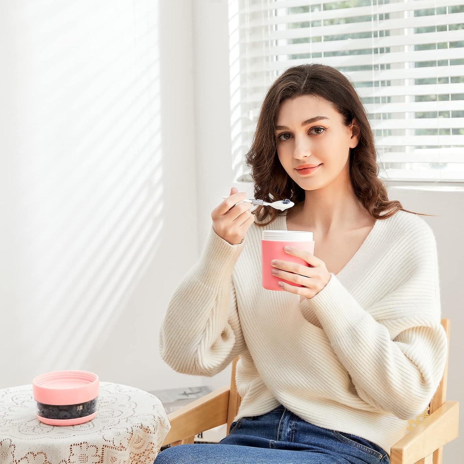 Müslibecher to go Joghurtbecher groß Auslaufsicher Spülmaschinenfest Pink