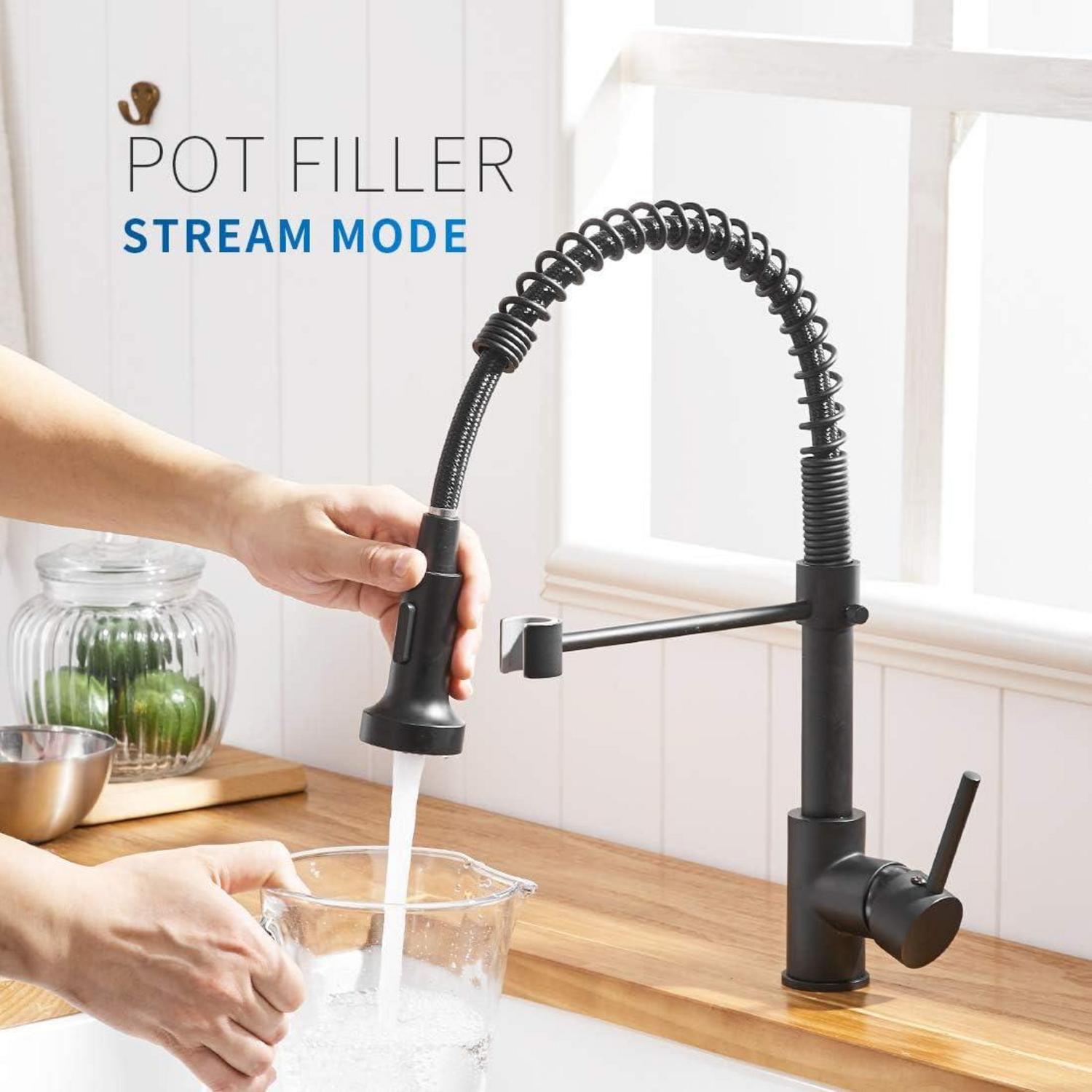 Wasserhahn Küche Schwarz 360° Drehbar mit Brause - hochwertiges