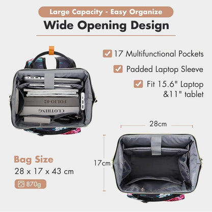 Lekesky Damen Laptop Rucksack 15,6 Zoll Schulrucksack